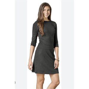 Toad & Co Dress Nixi Drop Waist Stretch Charcoal Grey Large Pocketed Toad&Co